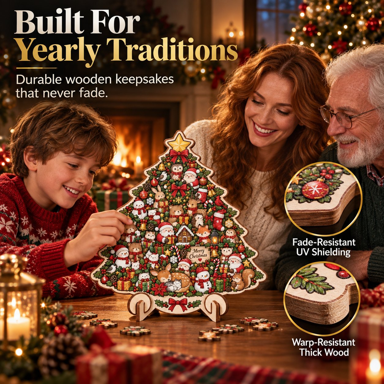 🔥 Best Seller | LAST DAY 50% OFF🎄Intricately crafted wooden Christmas puzzles as keepsakes – artistic, festive table decorations🧩