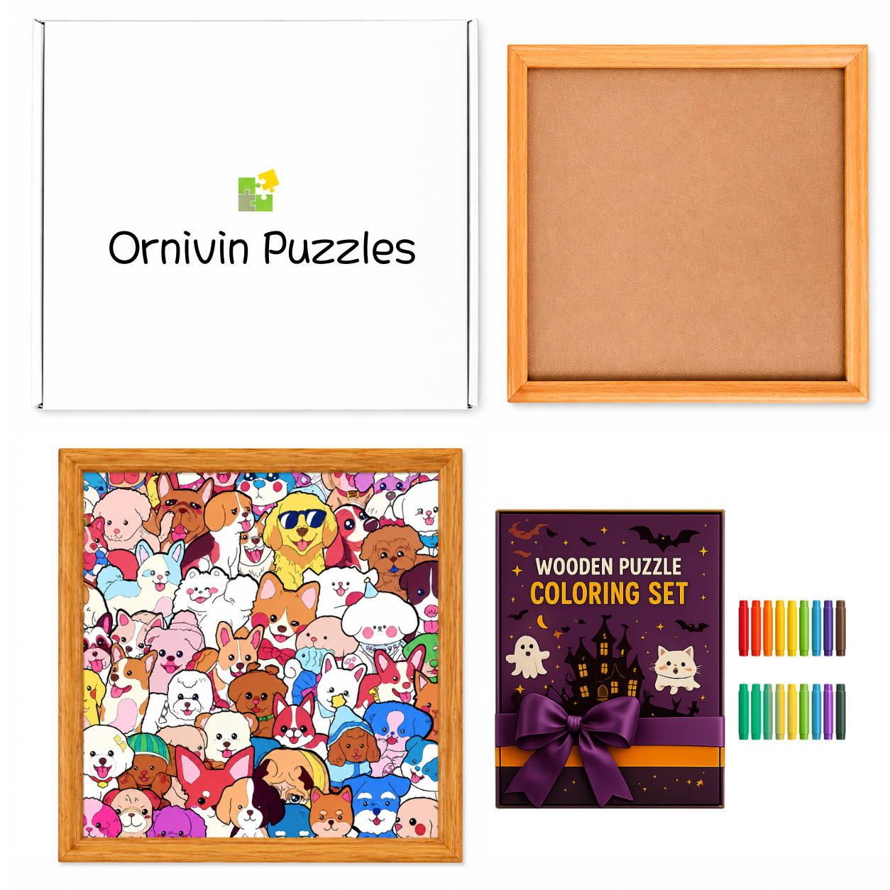 Wooden Puzzle Coloring Set | Dual Craft Art Kit 🎃