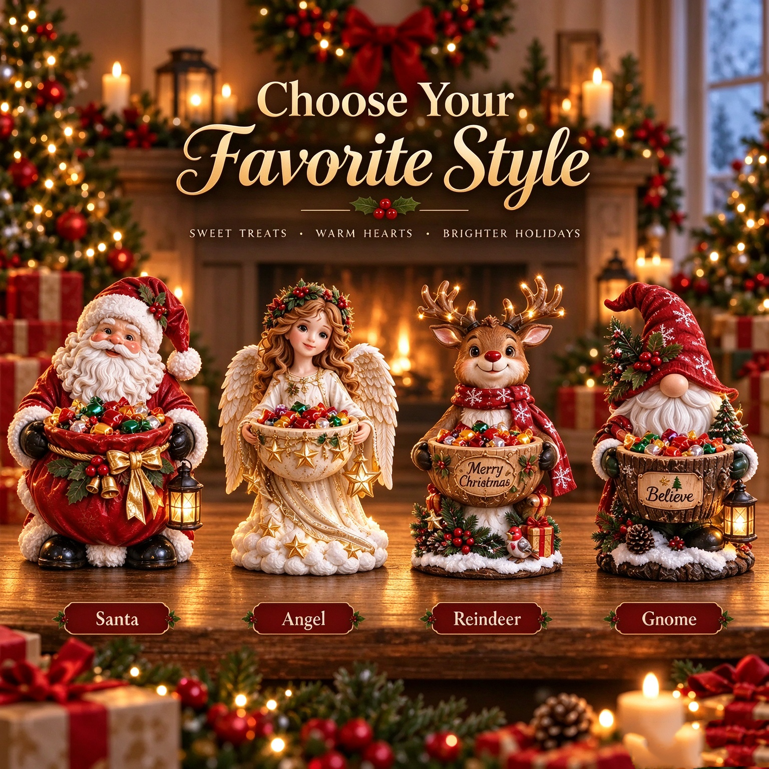🎄 Christmas Sale 50% OFF ✨ Lighted Christmas Candy Bowl Collection – 4 Festive Holiday Designs