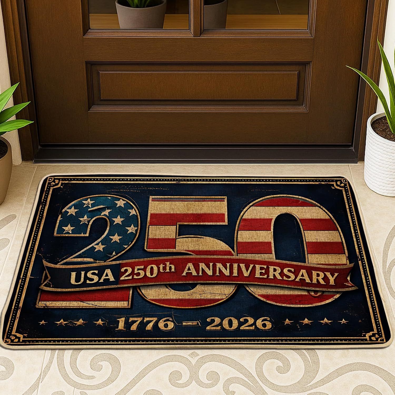 USA 250th Anniversary Patriotic Doormat ✨