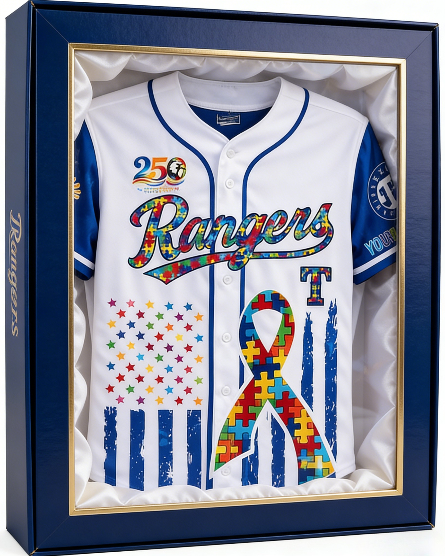 Texas Rangers 250th Anniversary Autism Awareness Premium Baseball Jersey 🧬🇺🇸