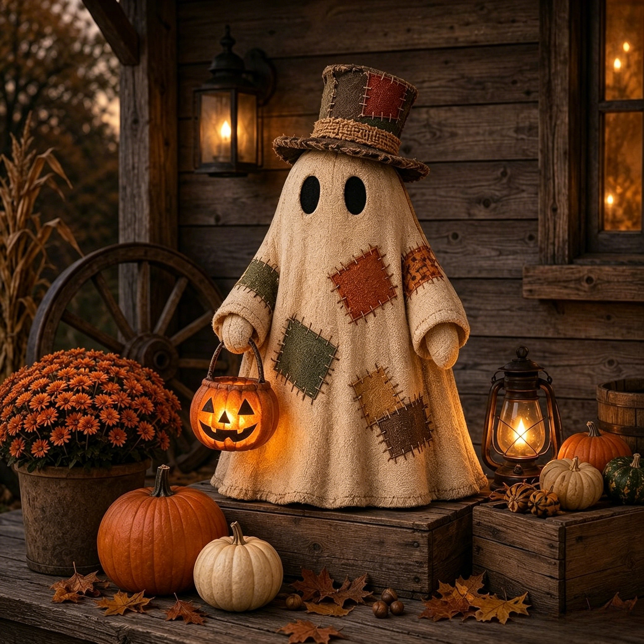 🔥🎁[Halloween Gifts] Lighted Vintage Patchwork Ghost