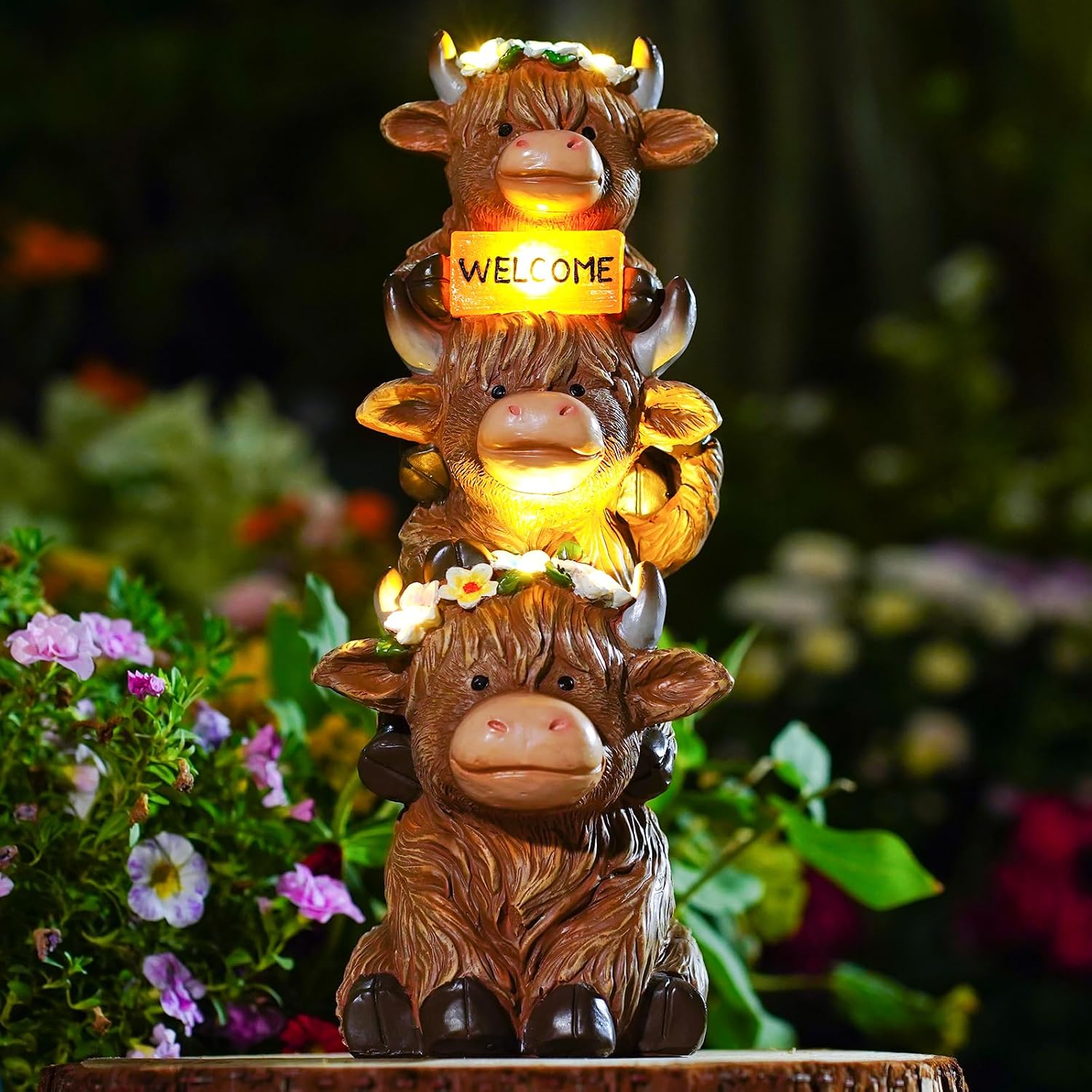Highland Cow Solar Garden Decor 