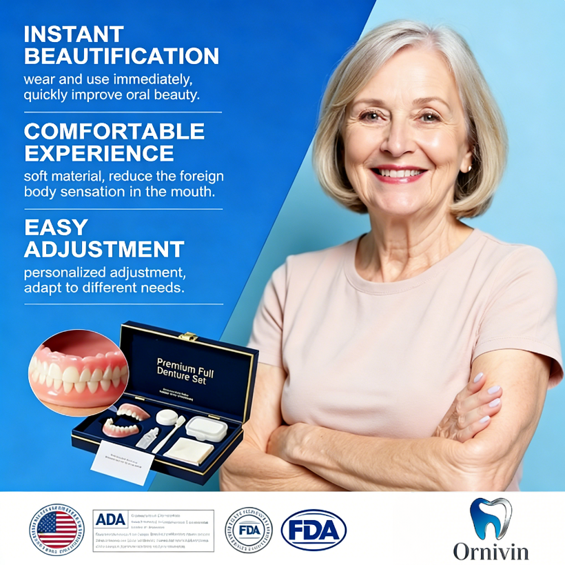 😁🌎 Ornivin™ Complete Denture with Strong Suctiond🦷Obtain American Dental Association（ADA）Certification