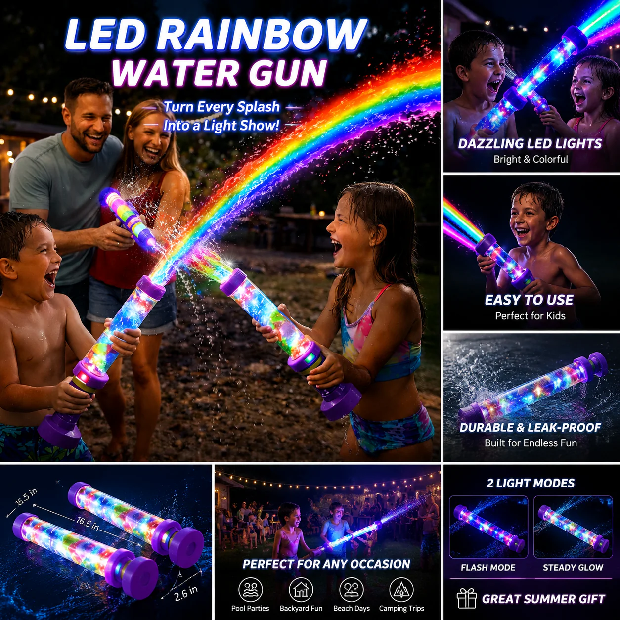 🔥Last Day 60% OFF🔥 Glowing Rainbow LED Water Blaster