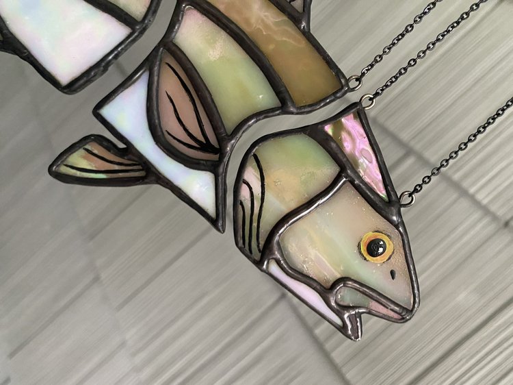 Iridescent Redfish Stained Glass Suncatcher 🎏