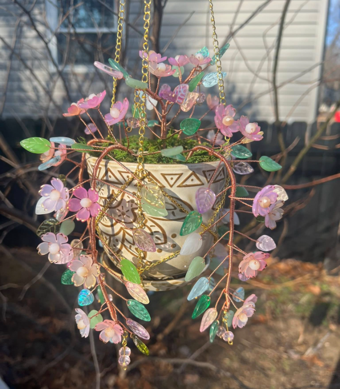 Handcrafted Glass Floral Hanging Sculpture 🌺