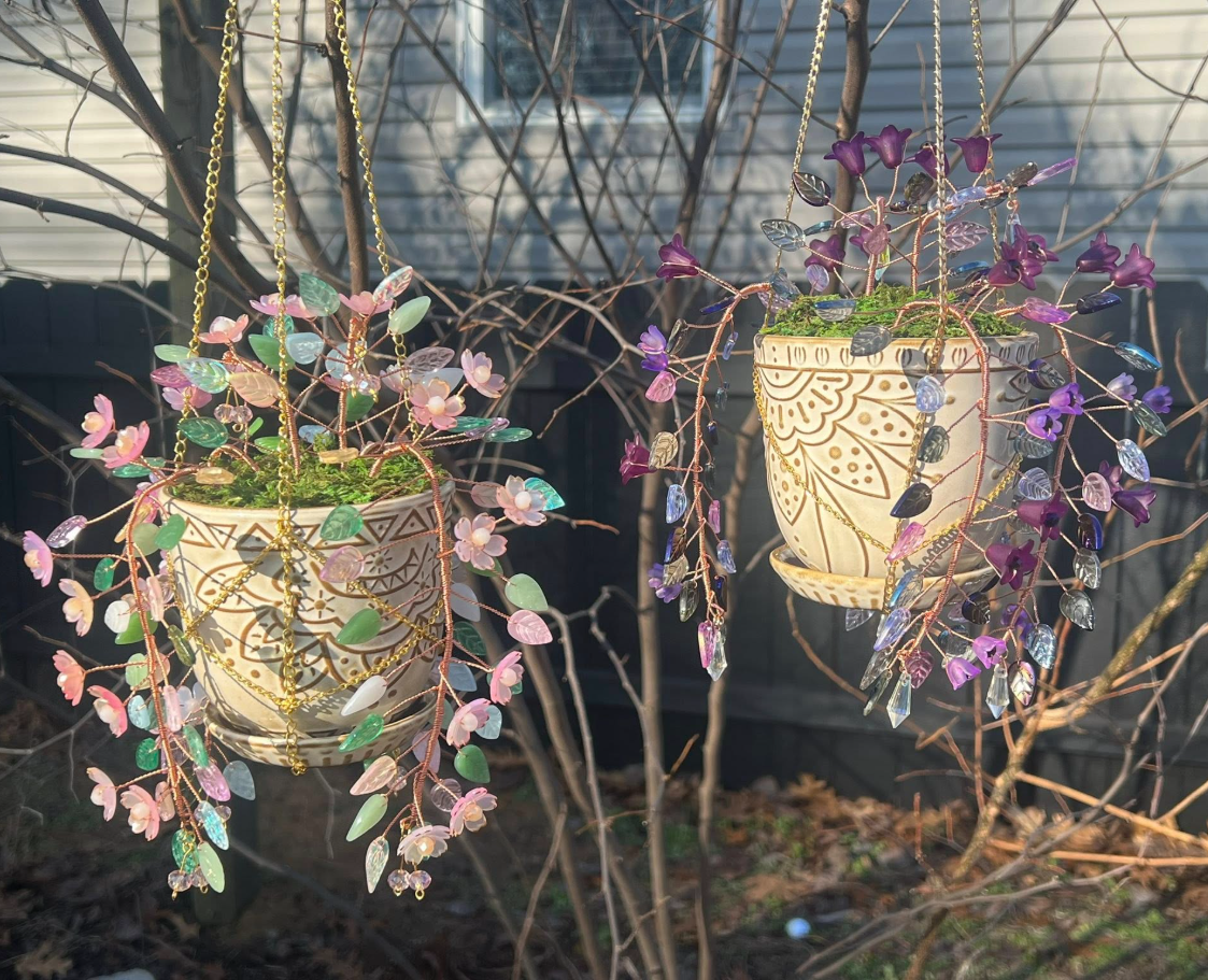 Handcrafted Glass Floral Hanging Sculpture 🌺