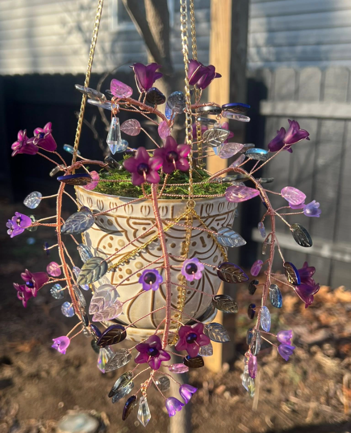 Handcrafted Glass Floral Hanging Sculpture 🌺