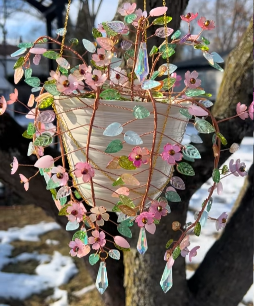 Handcrafted Glass Floral Hanging Sculpture 🌺