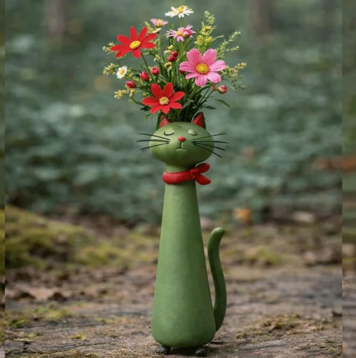 Handmade Whimsical Cat Vase🐱✨
