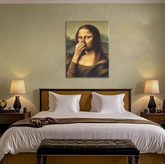 Mona Lisa "Pinch Nose" Humorous Art Canvas 🖼️