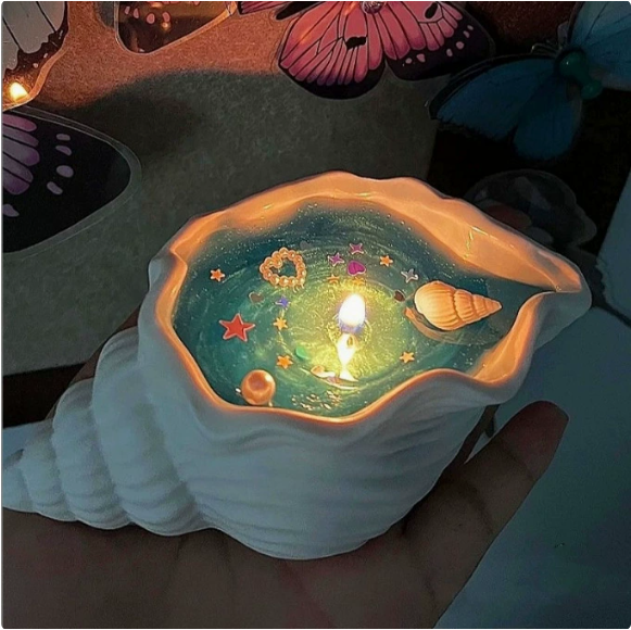 🌊Ocean Whisper Seashell Candle 🐚✨