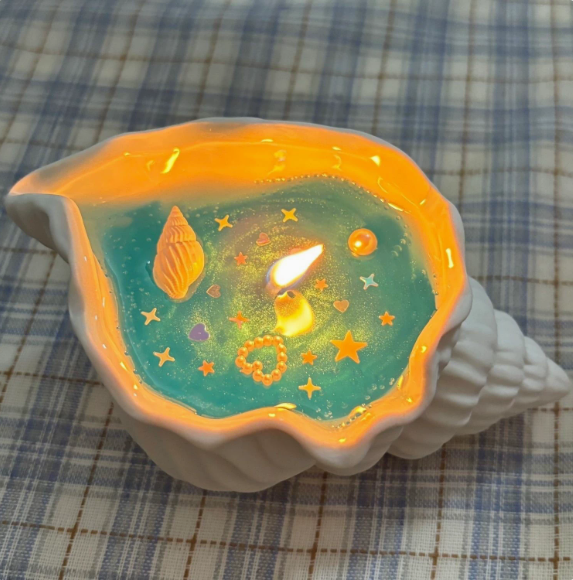 🌊Ocean Whisper Seashell Candle 🐚✨