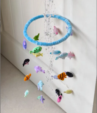 🐠 Handmade Corduroy Fish Mobile Wind Chime
