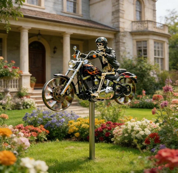 Skeleton Biker Motorcycle Wind Spinner 🦾🏍️