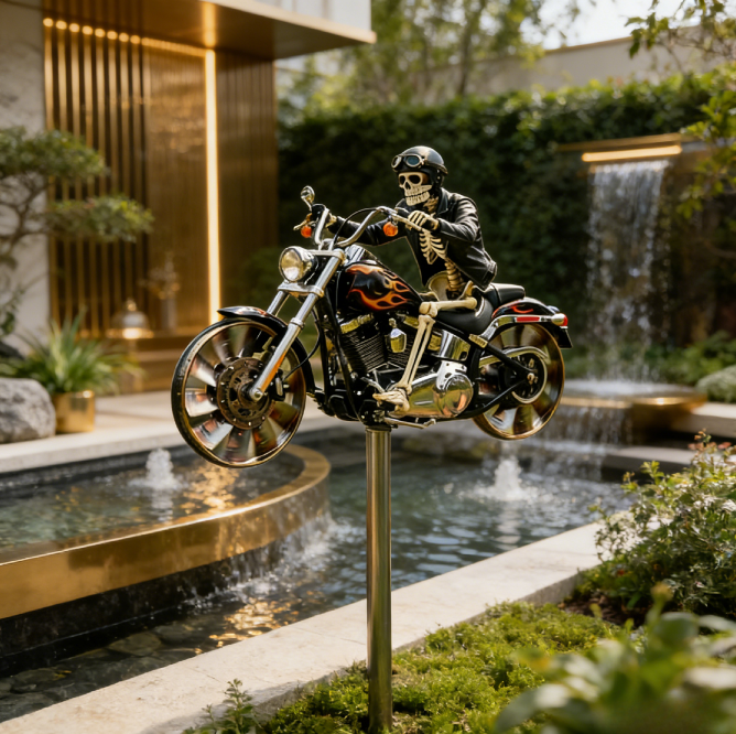 Skeleton Biker Motorcycle Wind Spinner 🦾🏍️