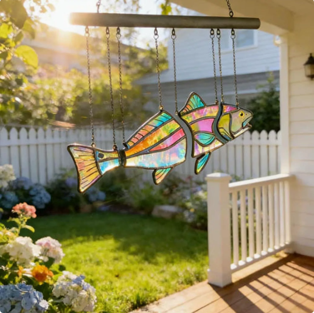 Iridescent Redfish Stained Glass Suncatcher 🎏