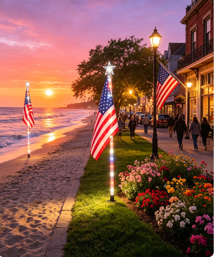 ✨Last Day: 49% OFF🔥American Flag Pathway Lights – Red, White & Blue Yard Glow for 250th Independence Celebration 🇺🇸