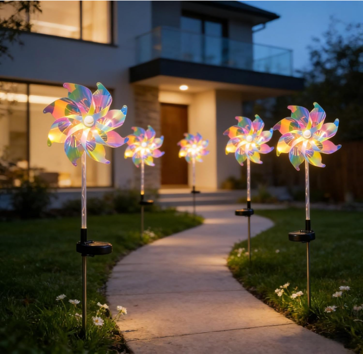 🌈Tuinlampje met regenboogwindmolentje op zonne-energie
