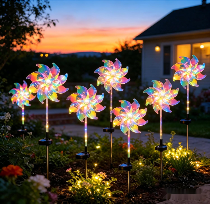🌈Tuinlampje met regenboogwindmolentje op zonne-energie