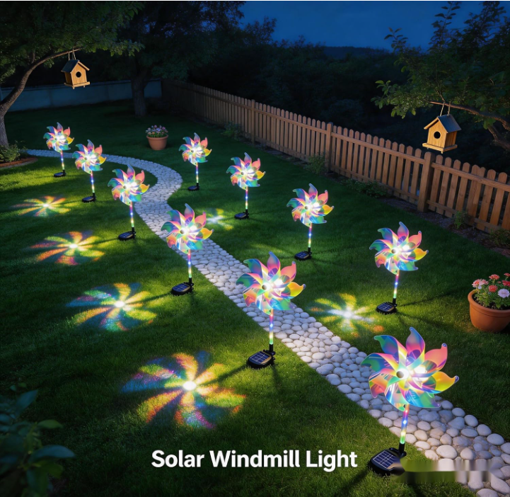 🌈Tuinlampje met regenboogwindmolentje op zonne-energie