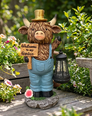 Highland Cow Solar Garden Decor 