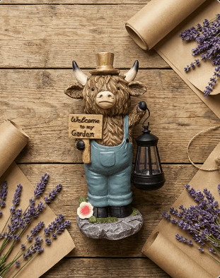 Highland Cow Solar Garden Decor 