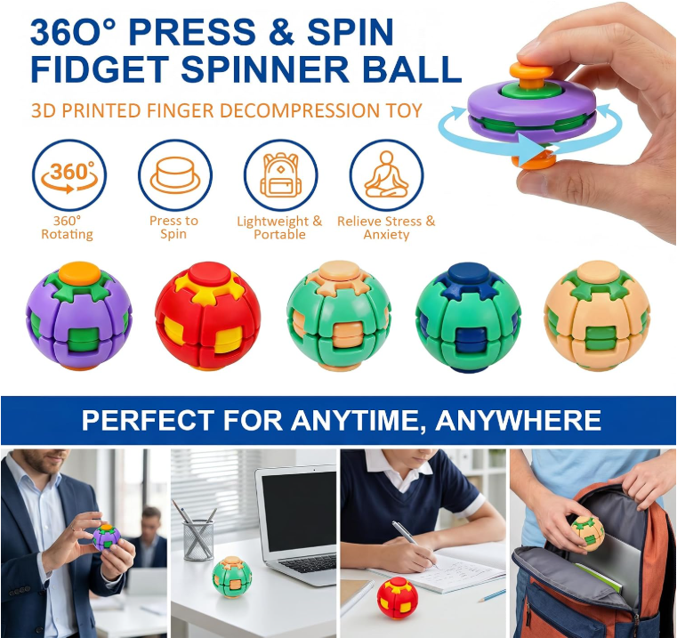 ⭐2026 HOT SALE🎁🏀360° Press & Spin Fidget Decompression Ball ✨