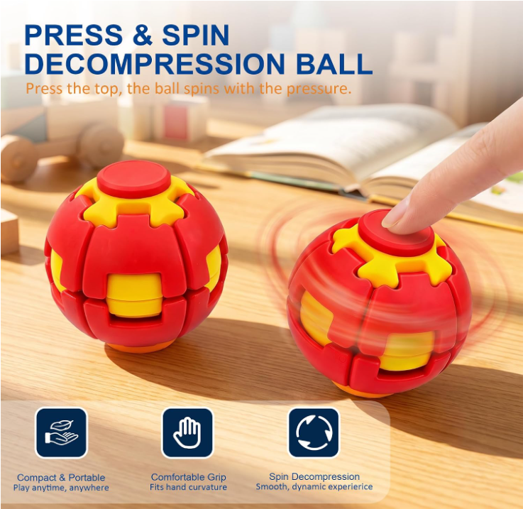 ⭐2026 HOT SALE🎁🏀360° Press & Spin Fidget Decompression Ball ✨