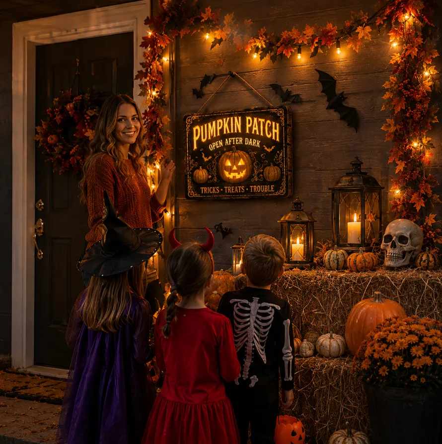🔥Halloween Early Bird Offer: 50% off 🎃Glowing Handmade Solid Wood Halloween Sign