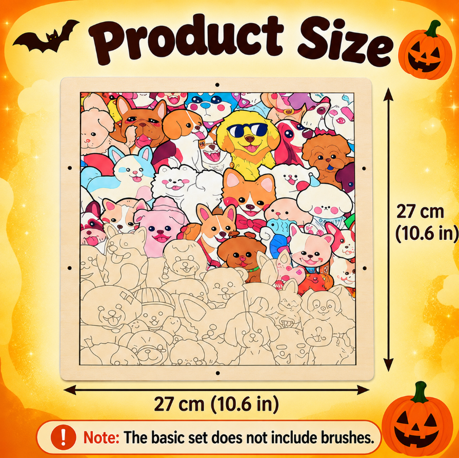 Wooden Puzzle Coloring Set | Dual Craft Art Kit 🎃