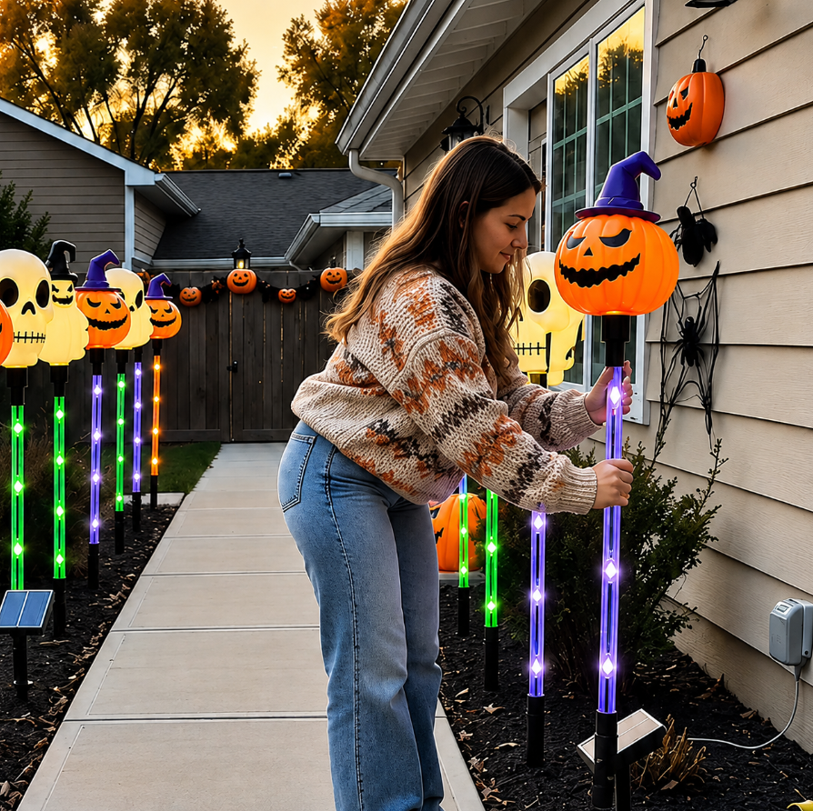 🔥LAST DAY! Early Bird 50% OFF | 🎃Solar Halloween Pathway Stake Lights with Pumpkins, Ghosts & Skulls 👻