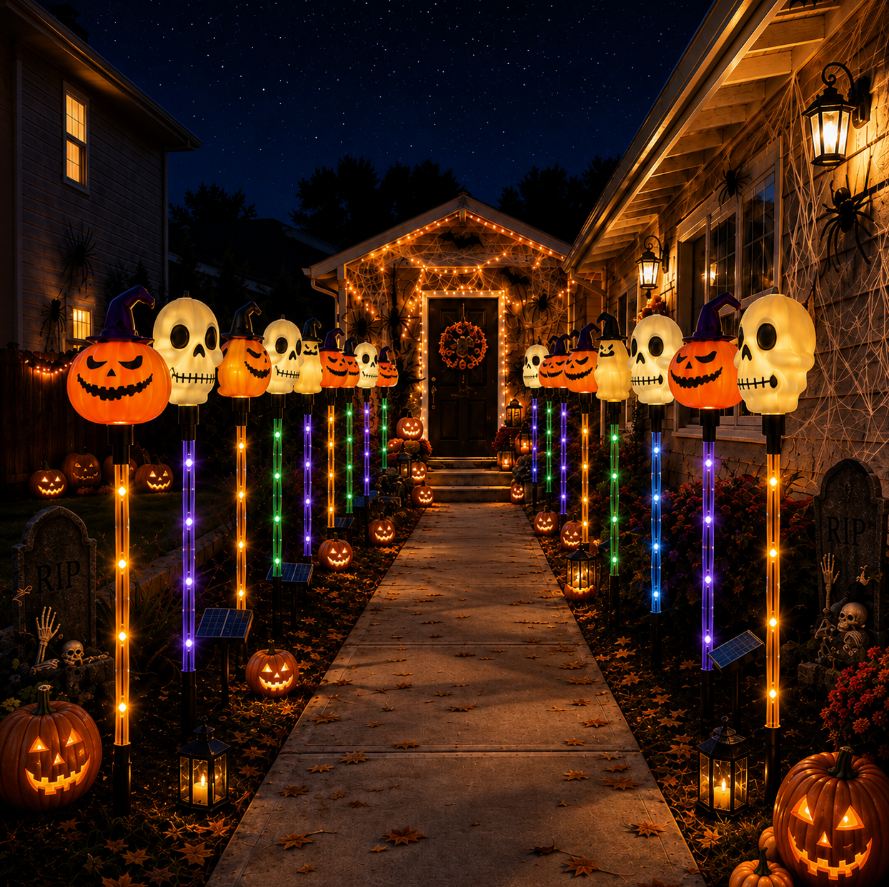 🔥LAST DAY! Early Bird 50% OFF | 🎃Solar Halloween Pathway Stake Lights with Pumpkins, Ghosts & Skulls 👻
