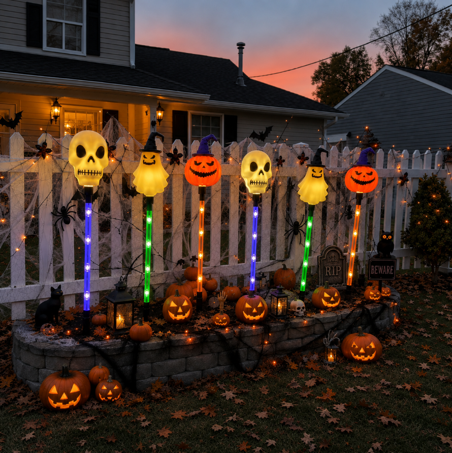 🔥LAST DAY! Early Bird 50% OFF | 🎃Solar Halloween Pathway Stake Lights with Pumpkins, Ghosts & Skulls 👻
