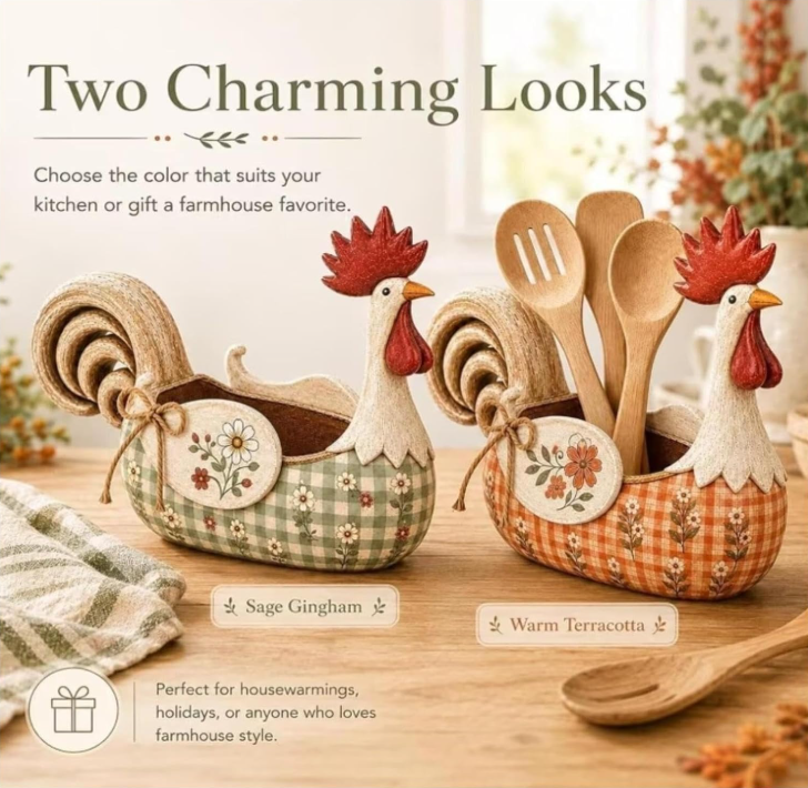 🏡2026 HOT SALE🥳50K+ SOLD!✨ 50% OFF! 🐓 Farmhouse Rooster Storage Basket