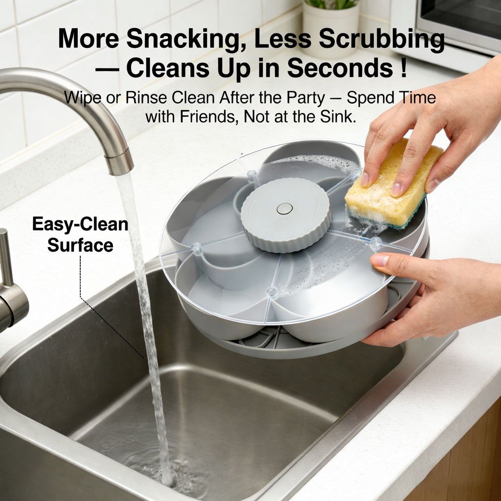 🍽️ Rotating 5-Compartment Snack Tray