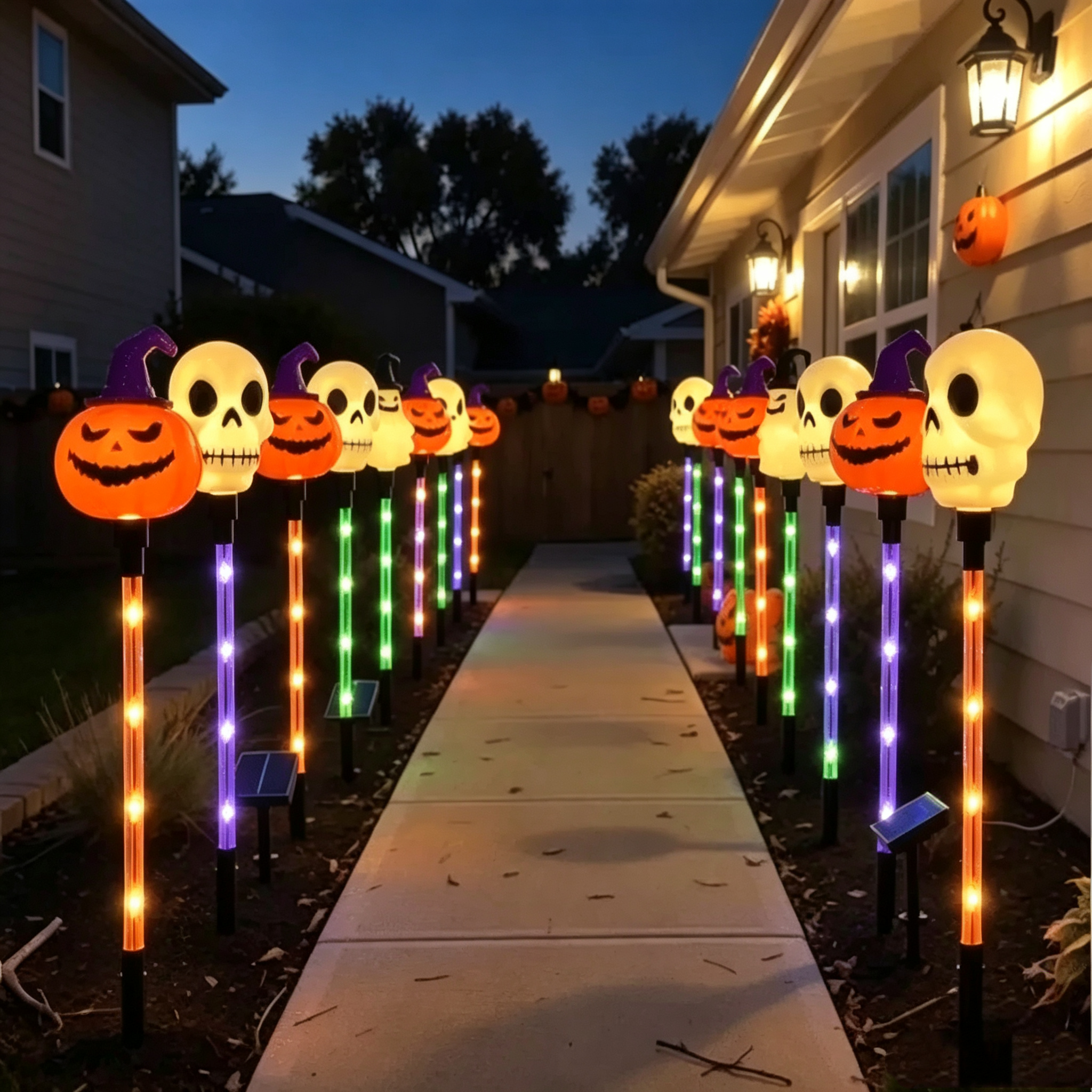 🔥LAST DAY! Early Bird 50% OFF | 🎃Solar Halloween Pathway Stake Lights with Pumpkins, Ghosts & Skulls 👻