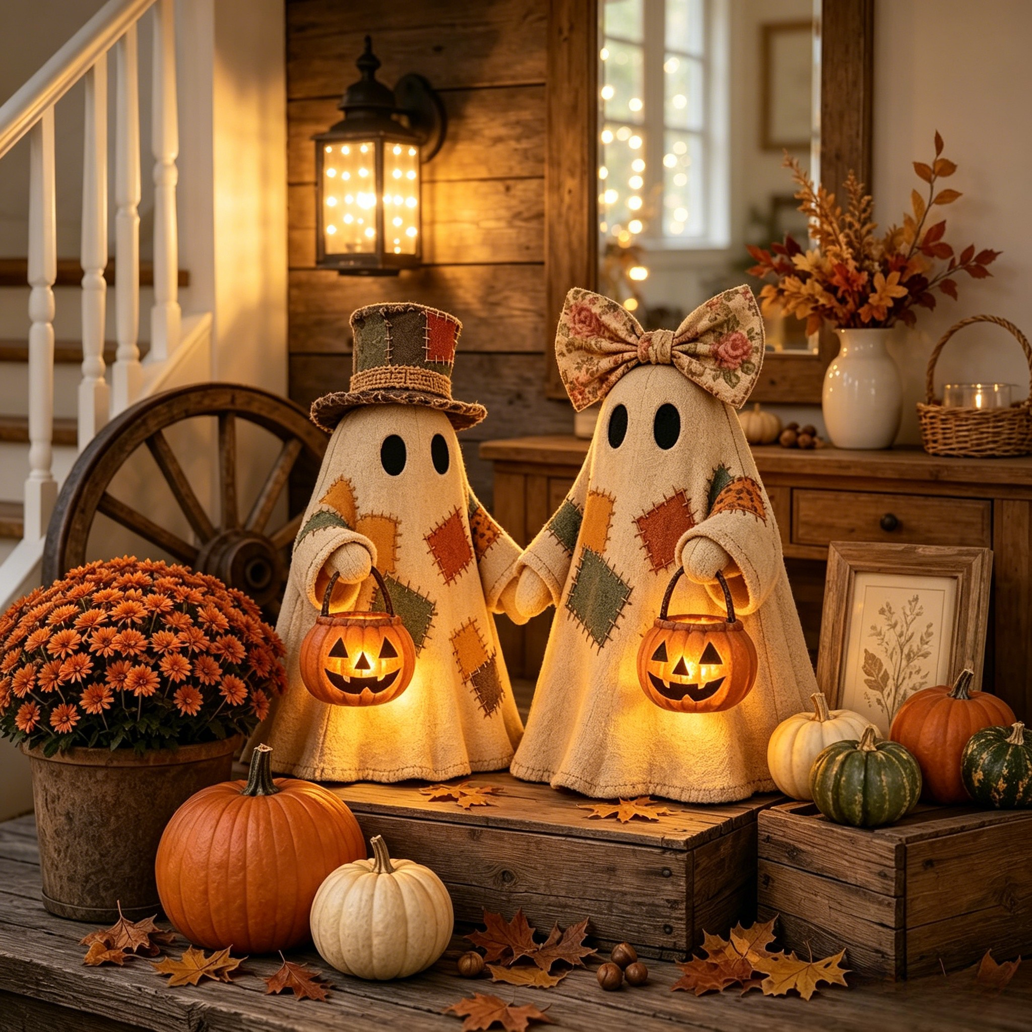 🔥🎁[Halloween Gifts] Lighted Vintage Patchwork Ghost