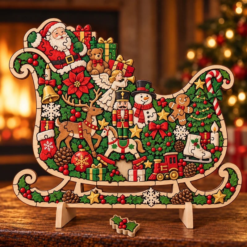 🔥 Best Seller | LAST DAY 50% OFF🎄Intricately crafted wooden Christmas puzzles as keepsakes – artistic, festive table decorations🧩