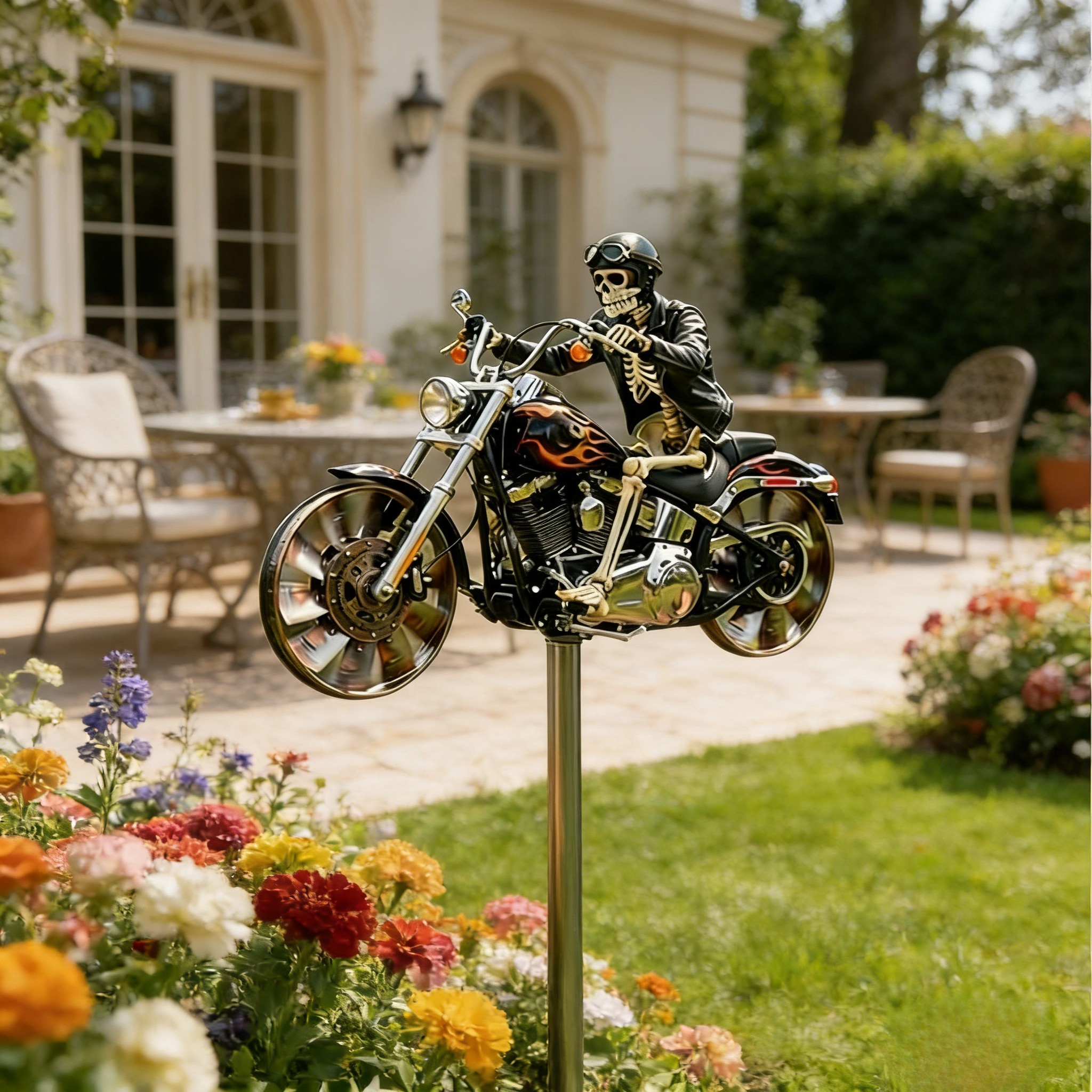 Skeleton Biker Motorcycle Wind Spinner 🦾🏍️