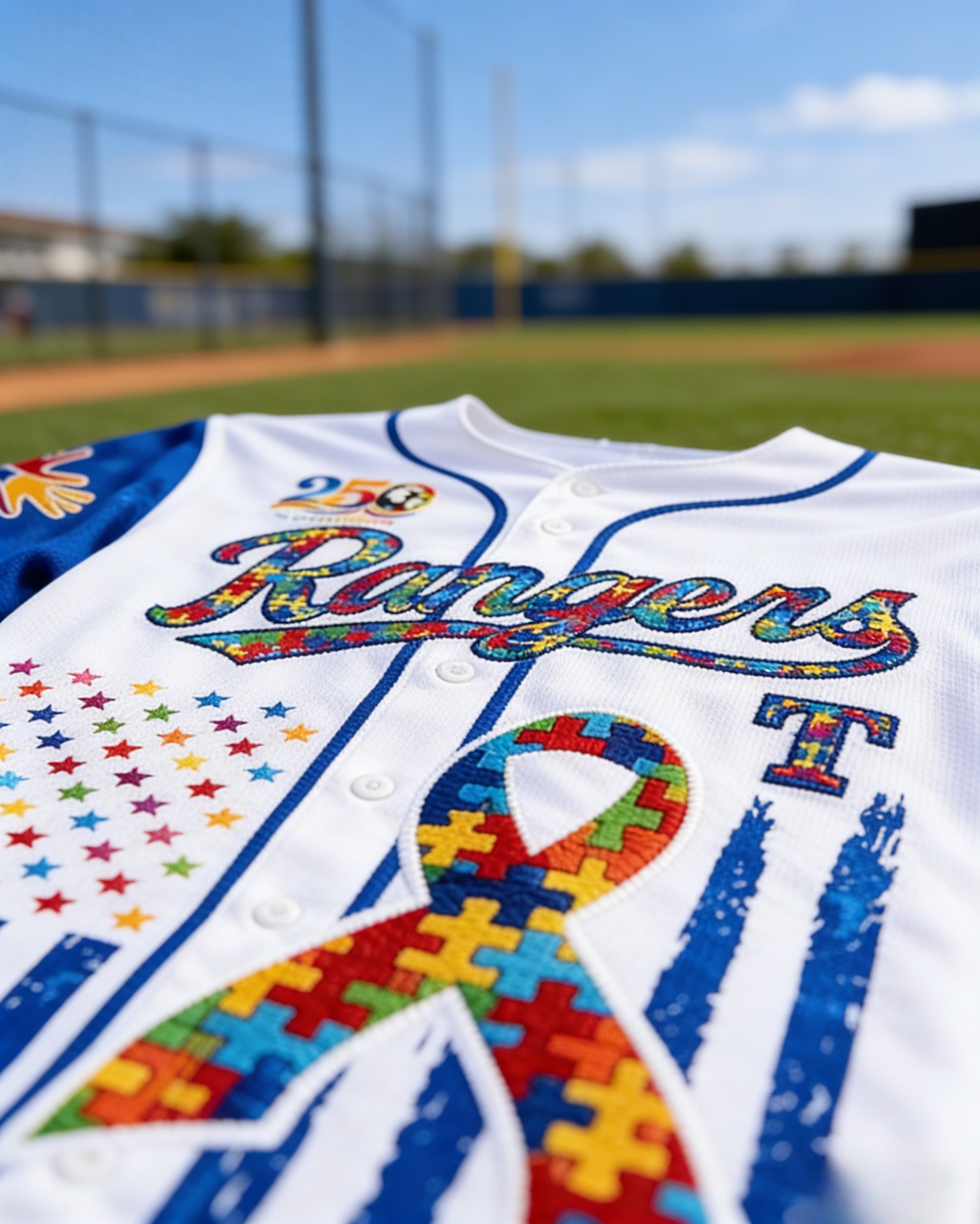 Texas Rangers 250th Anniversary Autism Awareness Premium Baseball Jersey 🧬🇺🇸