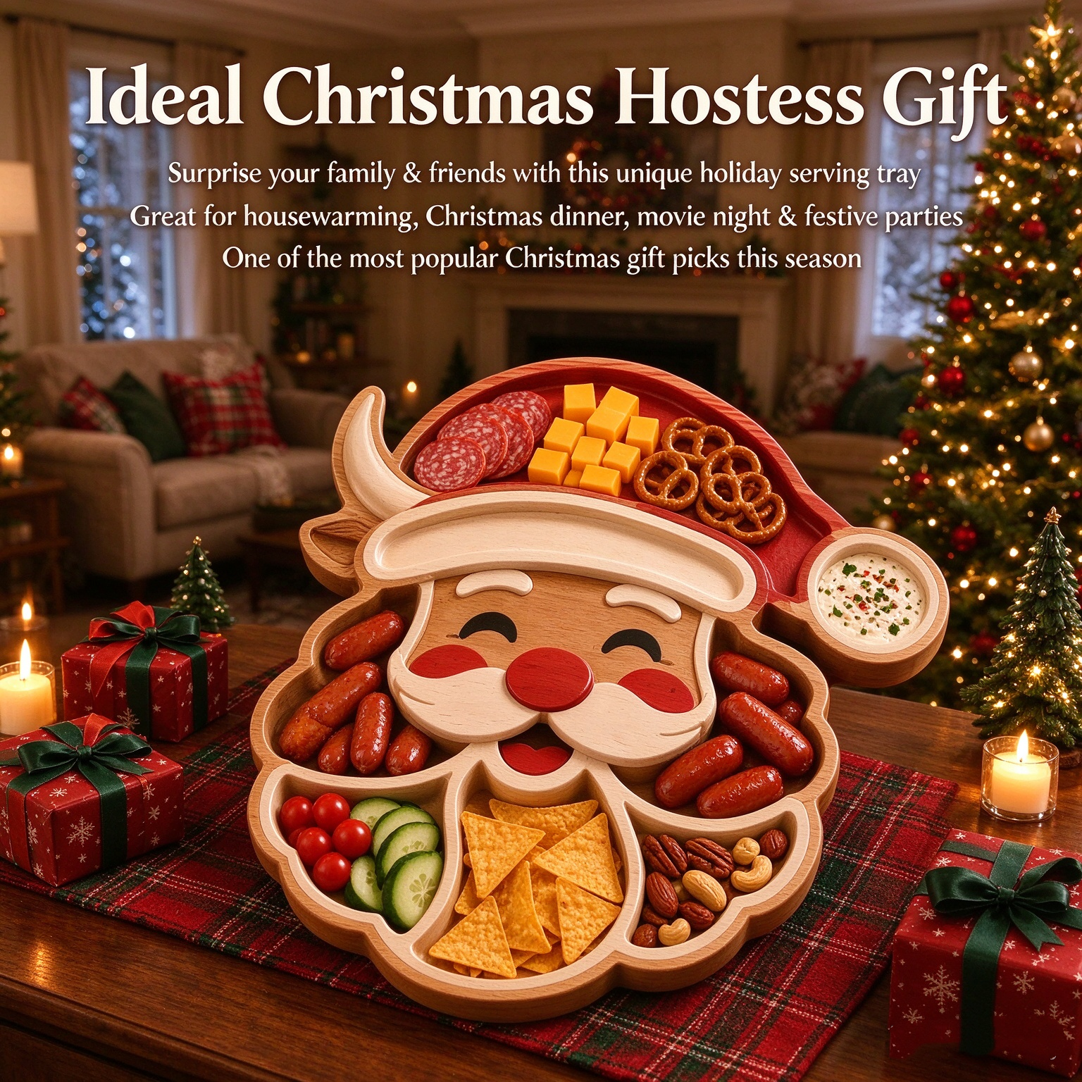 🎄 Christmas Snack Serving Tray – Make Holiday Snacking More Fun 🍿✨
