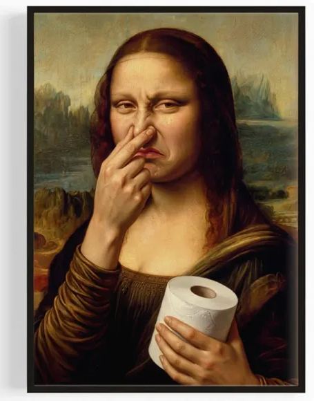 Mona Lisa "Pinch Nose" Humorous Art Canvas 🖼️