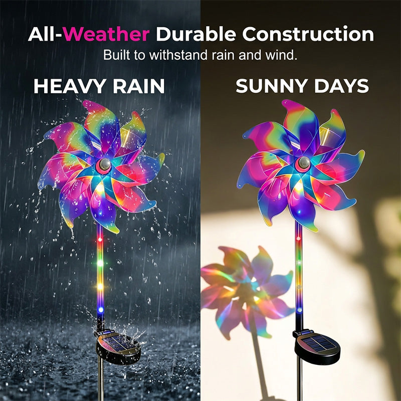 🌈Tuinlampje met regenboogwindmolentje op zonne-energie