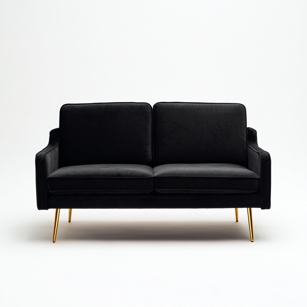 Gerades Sofa Samtstoff 156x84x86 cm - Schwarz - Modernes Design-Sofagetly