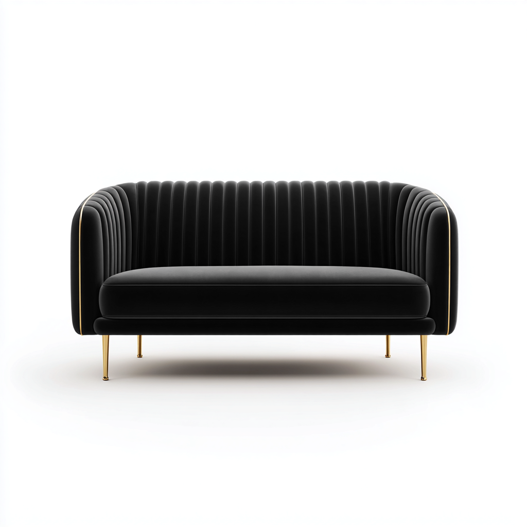Gerades Sofa Samt 165x85x80 cm - schwarz - modernes Design-Sofagetly