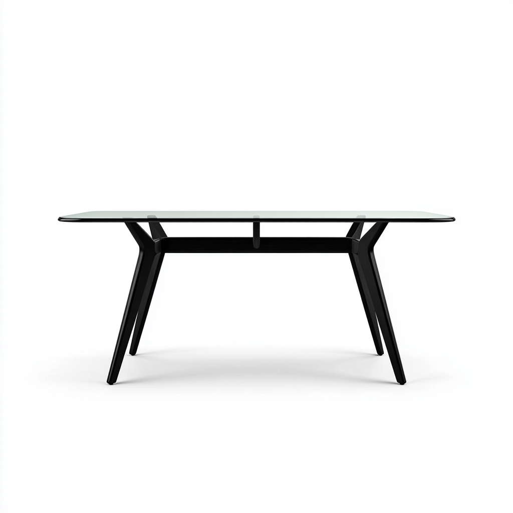 Gartentisch Glas-Metall 150x80x75 cm - Transparent-Schwarz - Modernes Outdoor-Design-Sofagetly