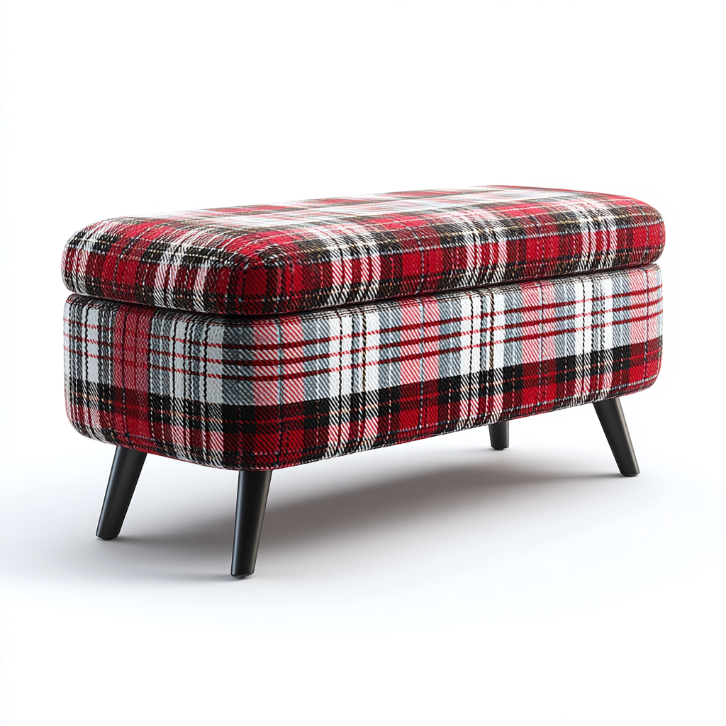 Bank am Bettende - Stoff und Holz - 100x40x45 cm - rot-schwarz-weiß - klassisches Design-Sofagetly