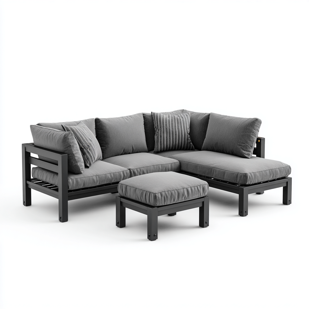 Gartensofa Metall 190x80x70 cm - Schwarz - Modernes Design-Sofagetly